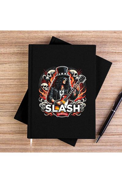 Z zepplin Slash Gibson Black Unlined Canvas Notebook
