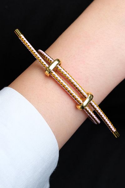 Jack Ferrero Gold Steel / Unisex Colorful String Bracelet (Adjustable)