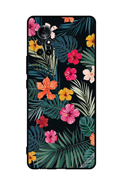 Covernex غطاء حماية لهاتف هواوي نوفا 8 5G، زهور متعددة الألوان وريش أخضر داكن