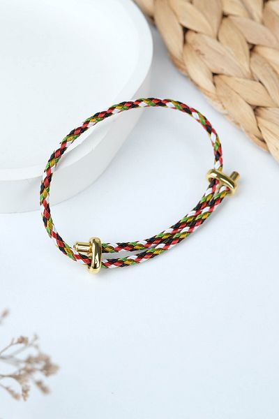 Jack Ferrero Gold Steel / Unisex Colorful String Bracelet (Adjustable)