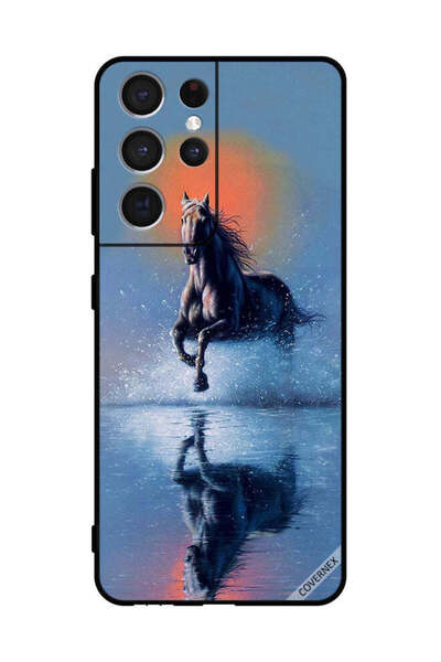 Covernex غطاء حماية لهاتف سامسونج S21 ألترا 5G - رسم حصان يركض في الماء