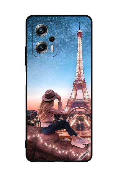 Covernex غطاء حماية لهاتف Xiaomi Poco X4 GT - فتاة القبعة وبرج إيفل