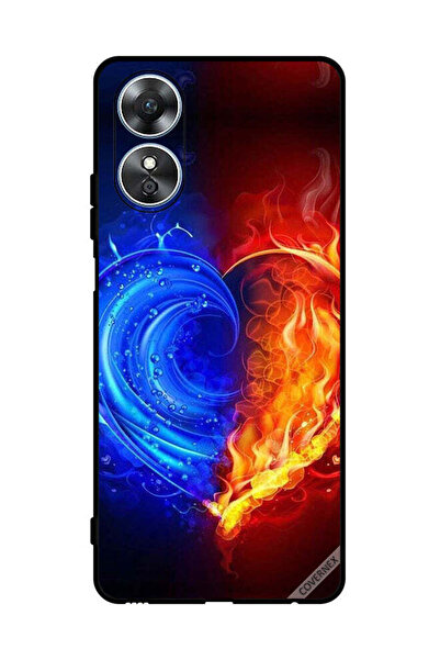 Covernex غطاء حماية لهاتف Oppo A17 بخلفية قلب النار والماء