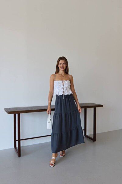 Lovely butik Elastic Waist Lace Adjustable Muslin Skirt