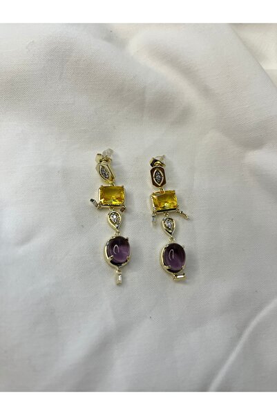 Fam&Co Jewelry أقراط متدلية من VIP باللونين الأصفر والأرجواني والذهبي - تصميم...