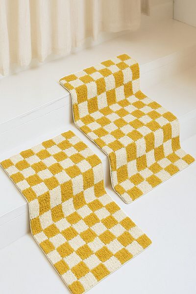EUROBANO Premium Chess 2 bucăți 50x50 Covoraș de baie Bază anti-alunecare