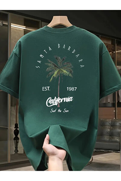 AEMİ Tricou oversize unisex California Santa Barbara cu imprimeu