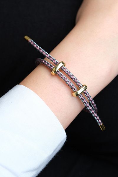 Jack Ferrero Gold Steel / Unisex Colorful String Bracelet (Adjustable)