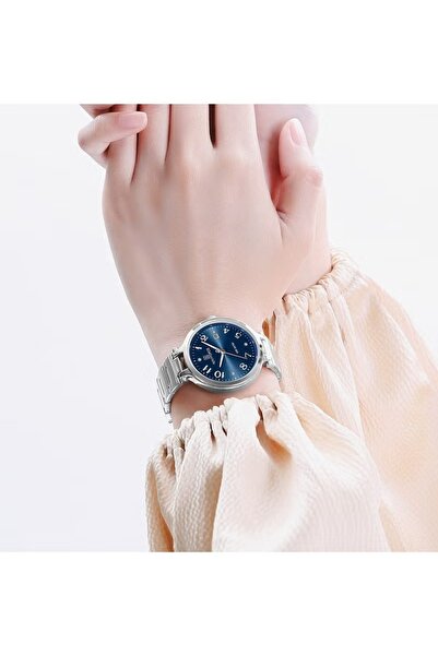 Naviforce Elegant Womens Quartz Watch with Blue Dial Stainless Steel Strap Analog Display Water Resistant 30M