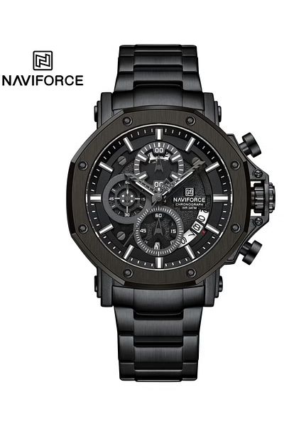Naviforce Chronograph Luxury Watch with Multi Function Display Stainless Steel Strap Water Resistant