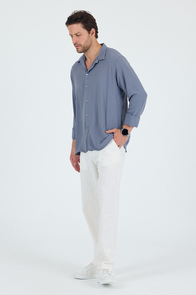 Trn JNS Summer Aerobin Linen Textured Oversize Men's Shirt