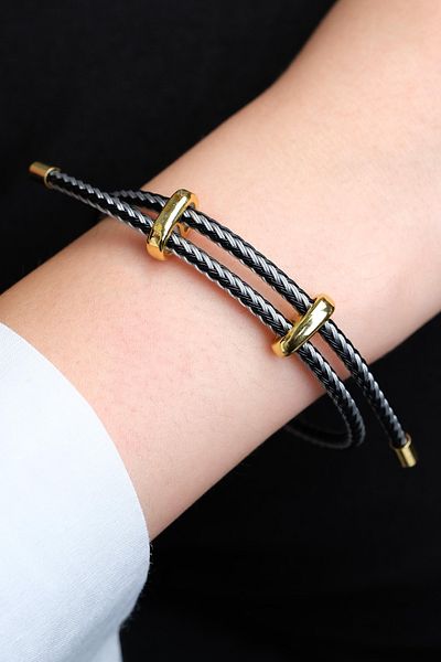 Jack Ferrero Gold Steel / Unisex Colorful String Bracelet (Adjustable)