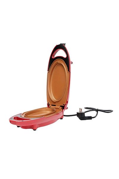 divendi-ro Mini electric frying pan, 800W, Ceramic and Copper, 13 x 33 x 9 cm, Red