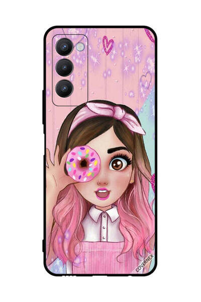 Covernex Protective Case Cover For Tecno Camon 18 Cute Little Girl Holding Donut