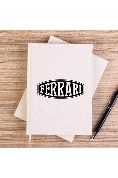 Z zepplin Ferari Logo Text Cream Unlined Canvas Notebook