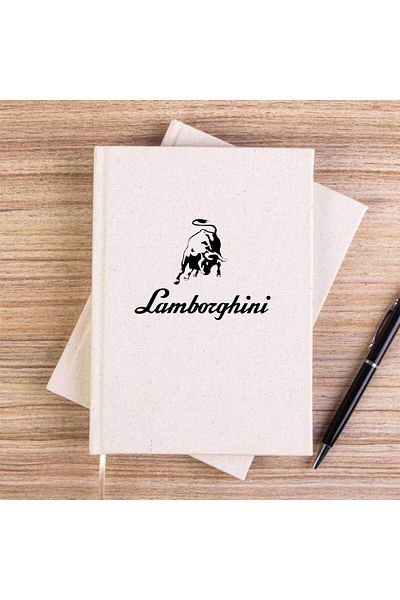 Z zepplin Lamborghini Text Logo Cream Unlined Canvas Notebook