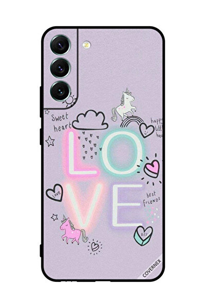 Covernex غطاء حماية لهاتف سامسونج S22+ 5G بطبعة قلب حلو وحب وحيد القرن