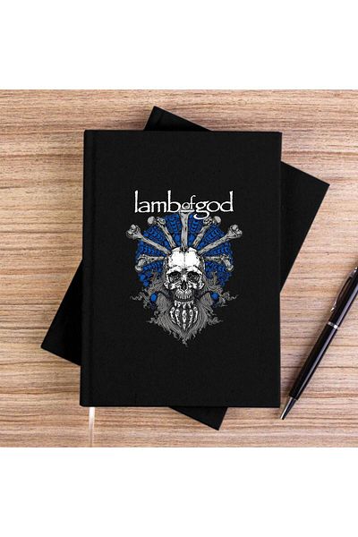 Z zepplin Lamb of God Bearded Skull Black Unlined Canvas Notebook