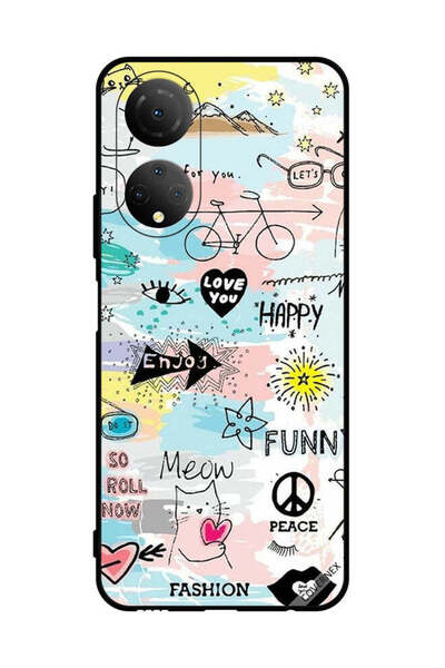 Covernex غطاء حماية لهاتف Honor X7 Doodle Meow Enjoy