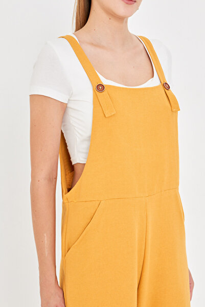 armonika Women's Yellow Pocket Wide Leg Gardener Jumpsuit Arm-25Y001043