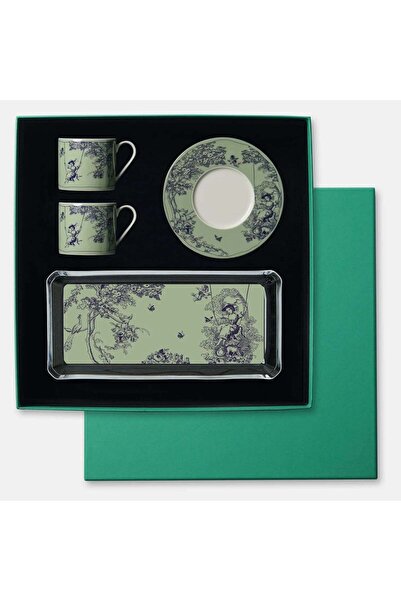 VİTELLİ Timeless Set 5 - Cam Tabak & 2'li Çay Fincanı