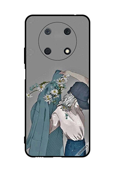 Covernex غطاء حماية لهاتف هواوي نوفا واي 90، رسم فتاة ترتدي معطفًا