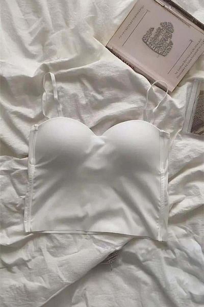 Karakedi White Adjustable Thin Strap Crop