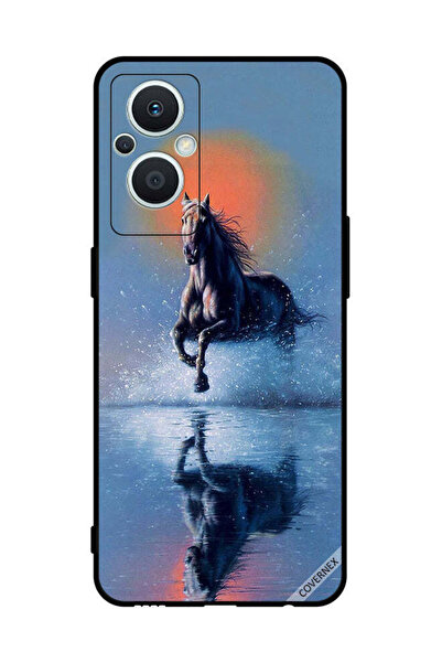 Covernex غطاء حماية لهاتف Oppo Reno 7 Lite - رسم حصان يركض في الماء