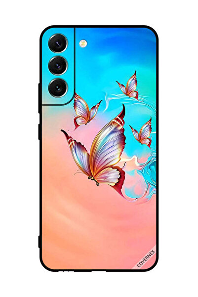 Covernex غطاء حماية لهاتف سامسونج S22+ 5G، فراشات تحلق فوق لون الطلاء