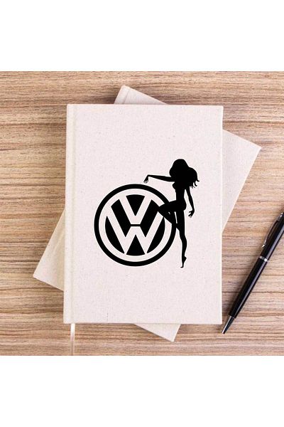 Z zepplin Volkswagen Woman Logo Cream Unlined Canvas Notebook