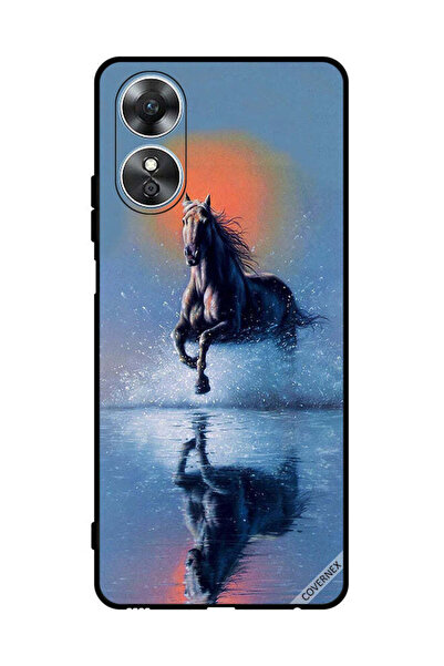 Covernex غطاء حماية لهاتف Oppo A17 - رسم حصان يركض في الماء