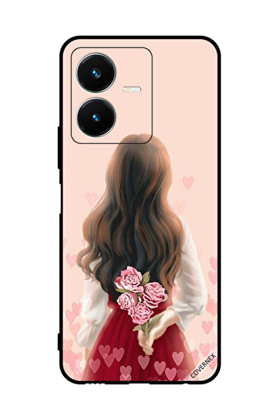 Covernex غطاء حماية لهاتف فيفو Y22s بنقشة فتاة تخفي الزهور