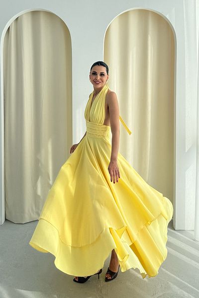 Seda Yalçın Atelier Yellow Halter Neck Rio Linen Dress