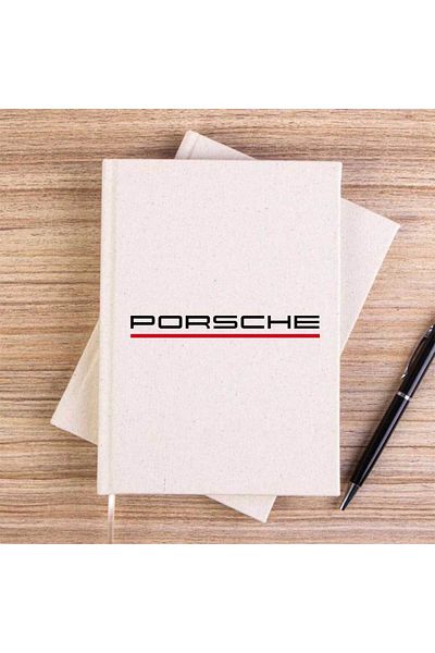 Z zepplin Porsche Text Red Cream Unlined Canvas Notebook
