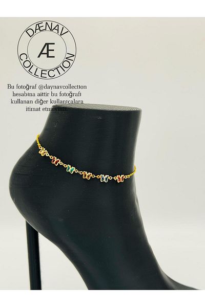 Daynav Colorful Butterfly Figured Steel Chain Summer Anklet