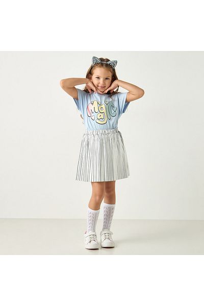 Juniors Pleated A-Line Skirt with Elasticated Waistband