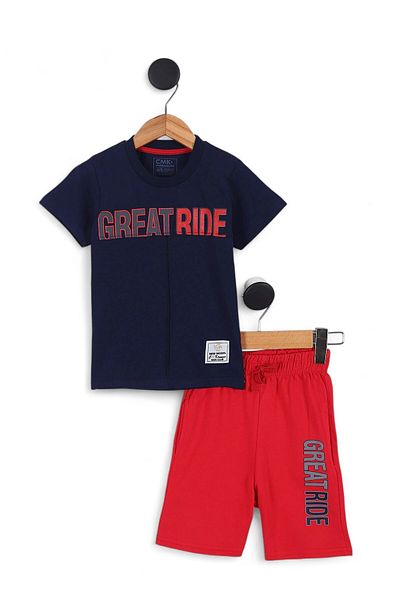Ege Bebek Tight Mold! Erk K Children 4-11 Years Pocket Summer Detail Shorts Bottom Top Set
