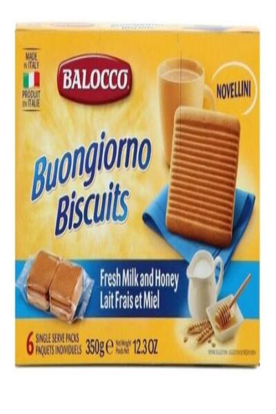 Transmed BALOCCO Buongiorno Bisquits Novellini - Ballı Küp Gofret 350gr - 1 Adet