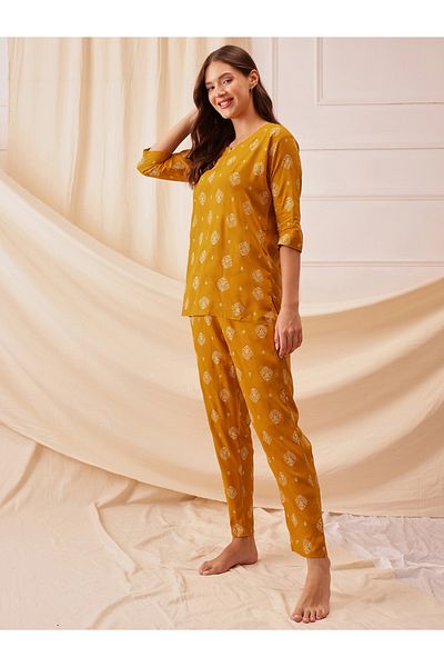 Clovia By Styli Printed V-Neck Top and Pyjama Set
