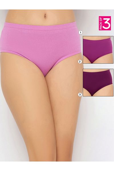 Clovia By Styli Pack of 3 - Solid Mid Rise Cotton Hipster Briefs with Inner Elastic