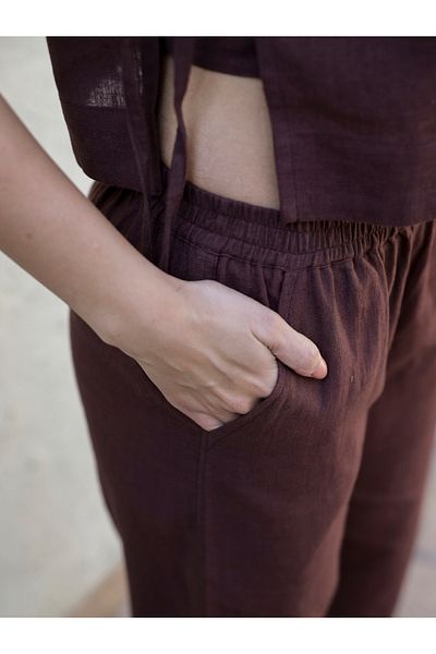 Sanskrutihomes By Styli Women Brown Solid Sleeveless Top and Pants Co-Ords