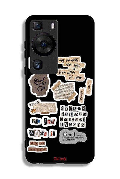 Tolwak غطاء حماية لهاتف هواوي بي 60 برو مع ملصقات عبارات الحظ السعيد