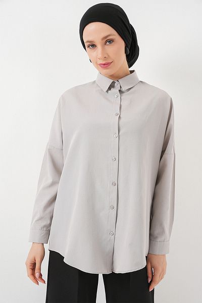 Bigdart 103901 Oversize Basic Hijab πουκάμισο - Α.Γκρι