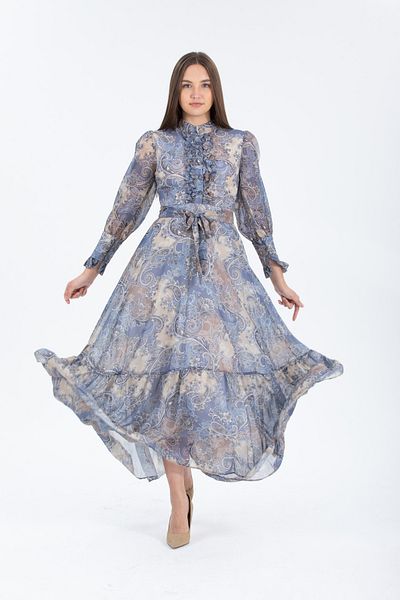 Stylish Grey floral chiffon dress