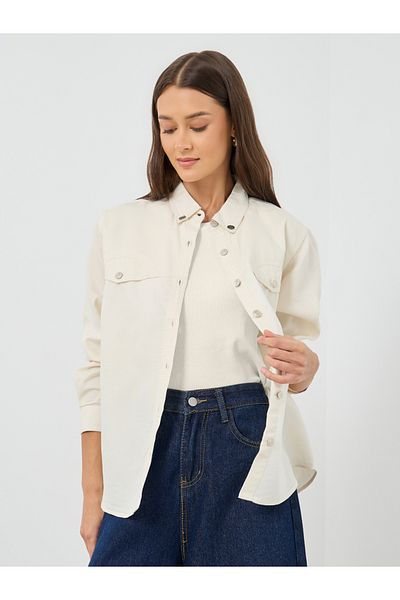 Styli Oversized Buttoned Long Sleeve Denim Shirt