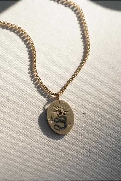 AŞIK ACCESSORIES Stainless Steel Starry Snake Locket Necklace