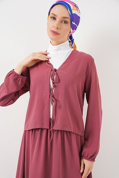 Bigdart Women's Ayrobin Kimono Skirt Double Set 8047 - Dusty Rose