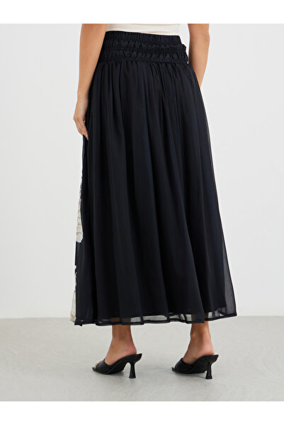 Styli Floral Print Pleated A-Line Maxi Skirt