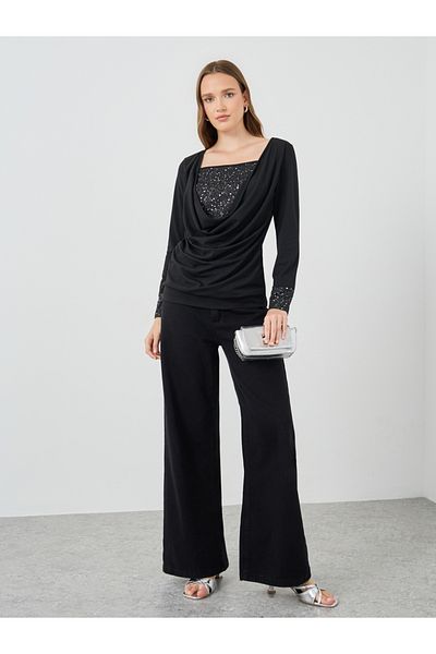 Take Two By Styli Sequin Embellished Long Sleeve Top