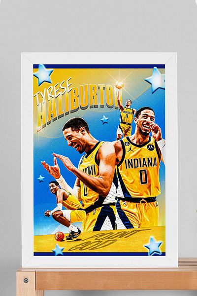 Saturn Tyrese Haliburton Framed Painting - Basketball Nba Poster Painting